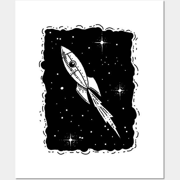space rocket ship Wall Art by OsFrontis